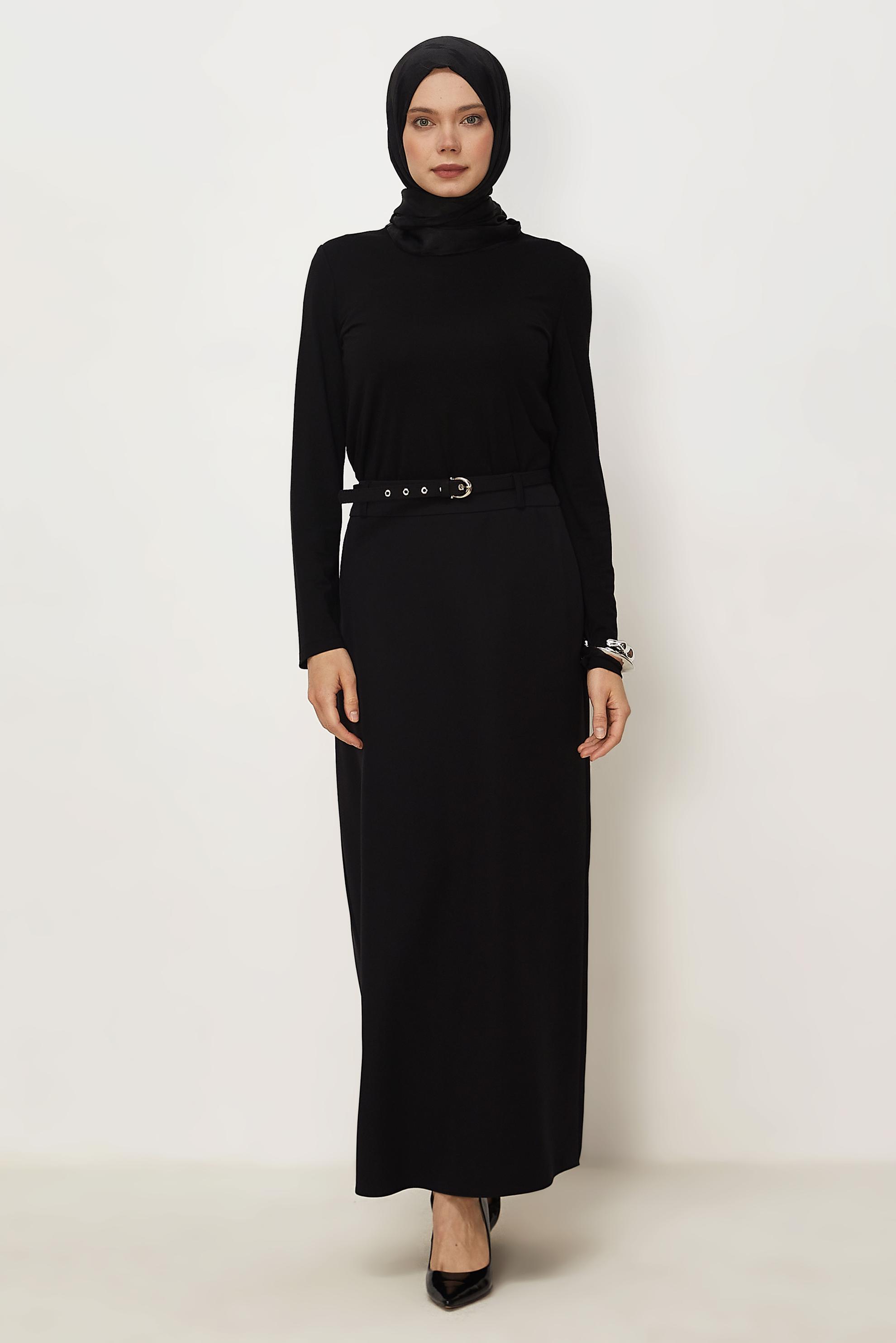 Hijab clothing BLACK BELTED SKIRT 60756