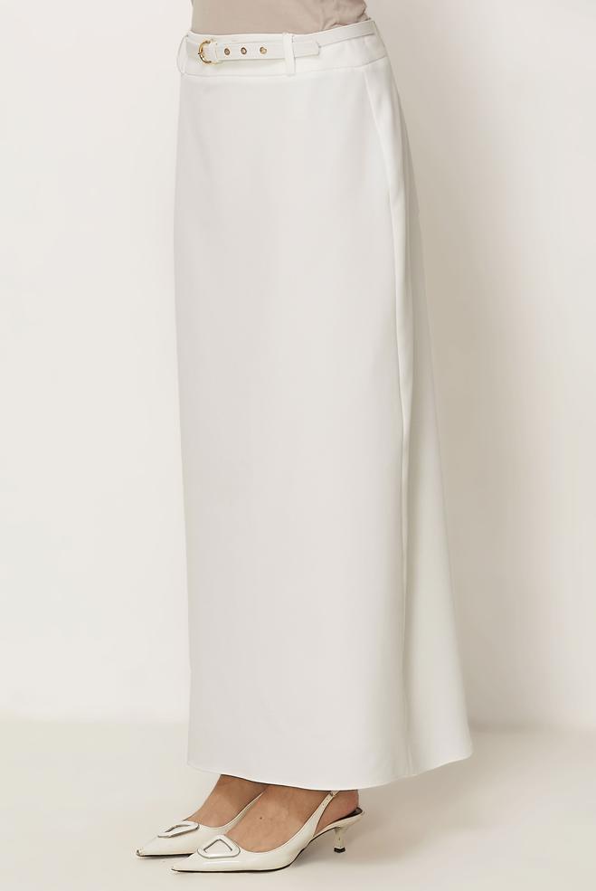 Hijab-Kleidung WEISS ROCK MIT GÜRTEL 60756 - ALVİNA