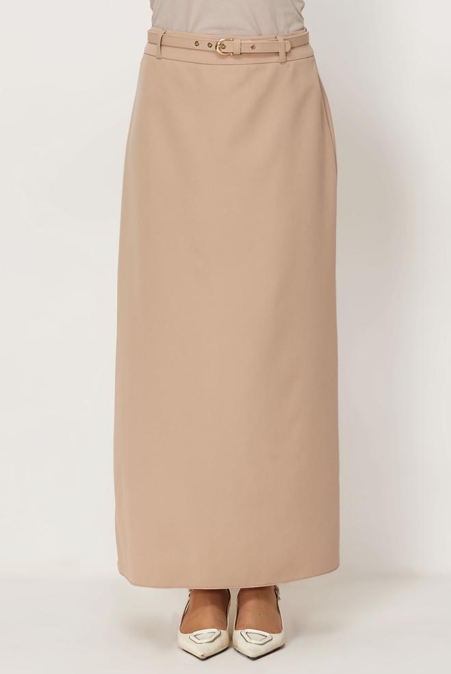 Vêtements hijab BEIGE JUPE CEINTURÉE 60756 - ALVİNA
