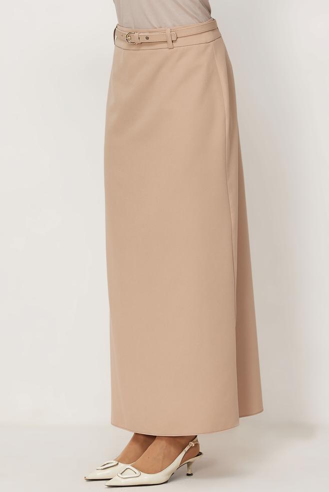 Vêtements hijab BEIGE JUPE CEINTURÉE 60756 - ALVİNA