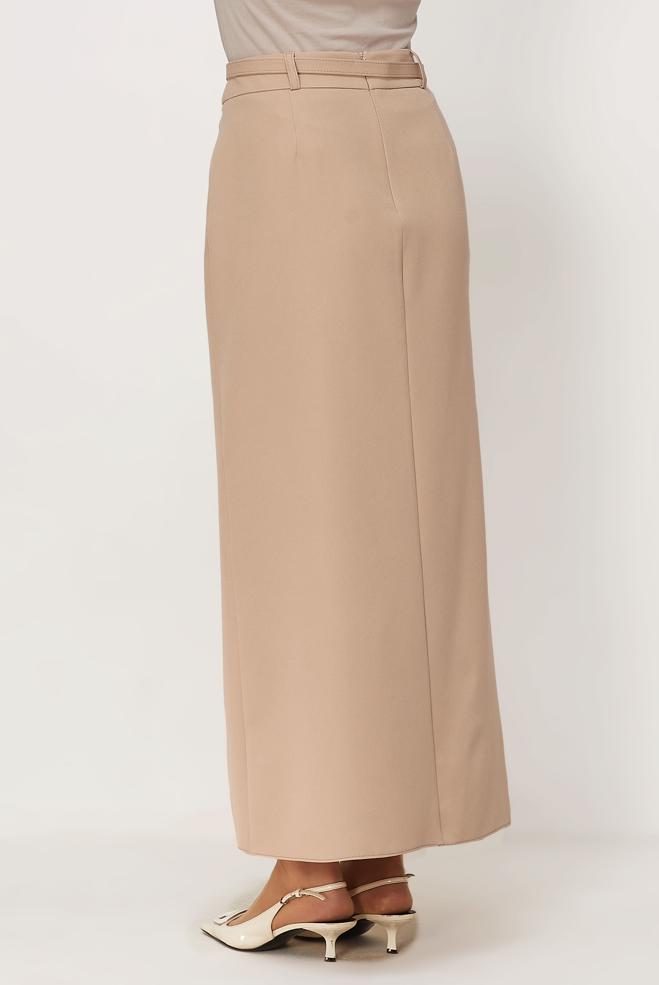 Vêtements hijab BEIGE JUPE CEINTURÉE 60756 - ALVİNA