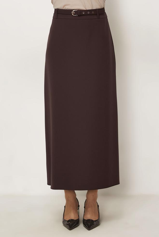 Hijab clothing BROWN BELTED SKIRT 60756 - ALVİNA