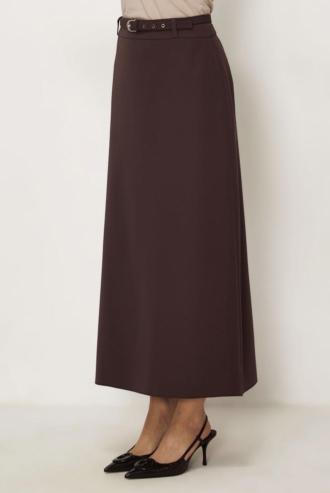 Hijab clothing BROWN BELTED SKIRT 60756 - ALVİNA