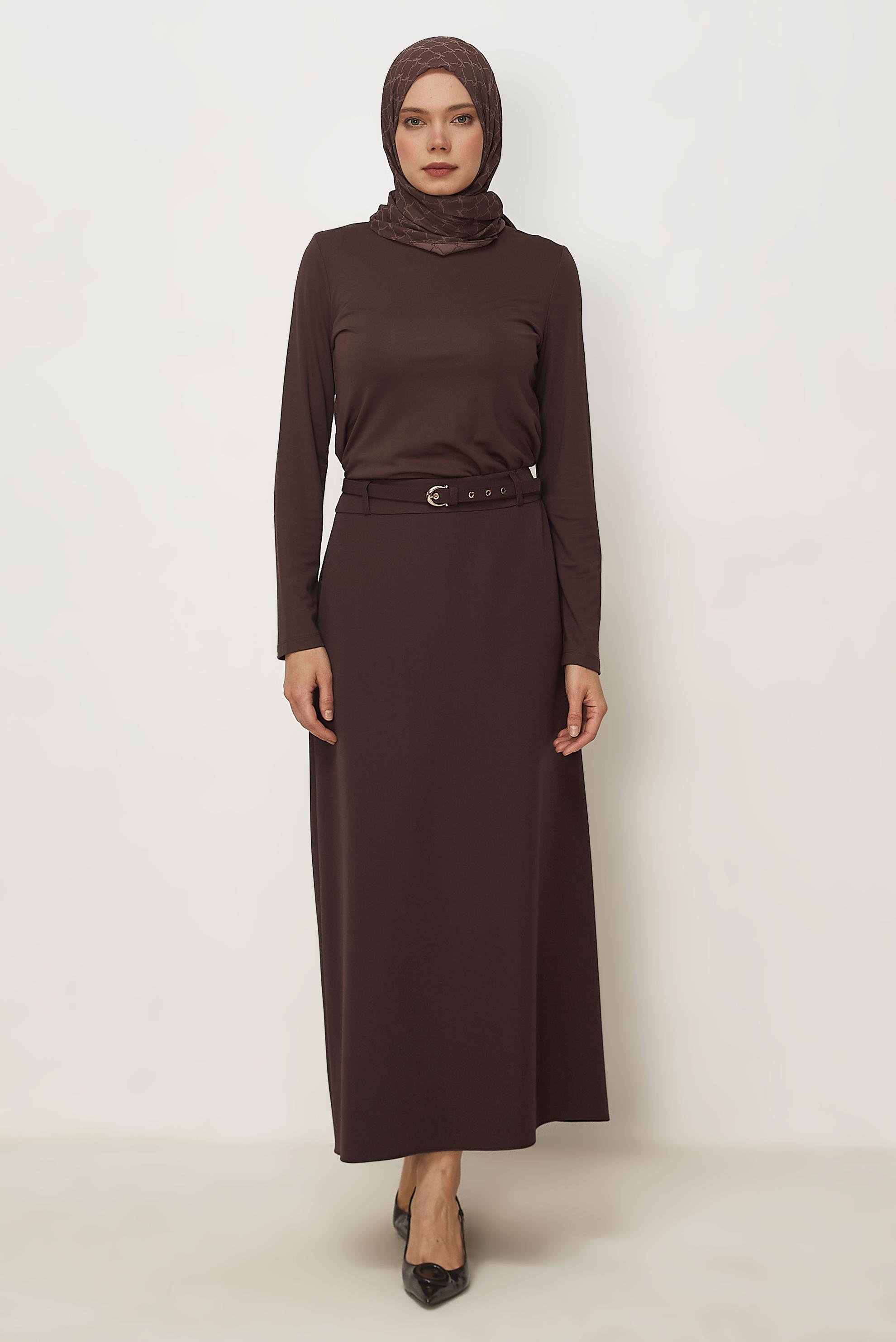 Hijab clothing BROWN BELTED SKIRT 60756