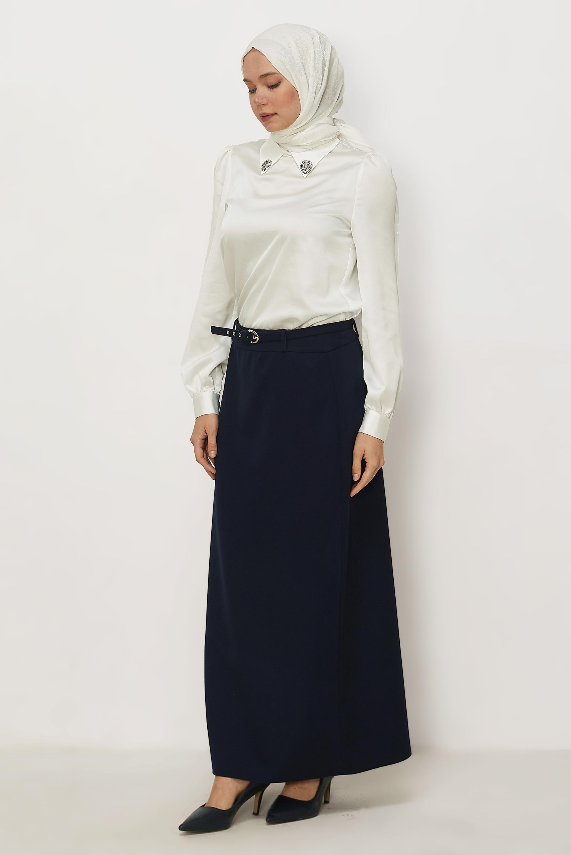 Hijab clothing NAVY BLUE BELTED SKIRT 60756