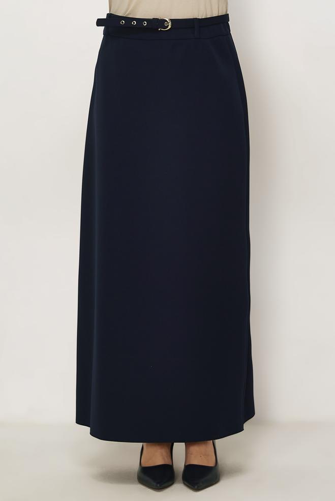 Hijab clothing NAVY BLUE BELTED SKIRT 60756 - ALVİNA