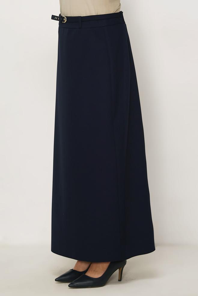 Hijab clothing NAVY BLUE BELTED SKIRT 60756 - ALVİNA