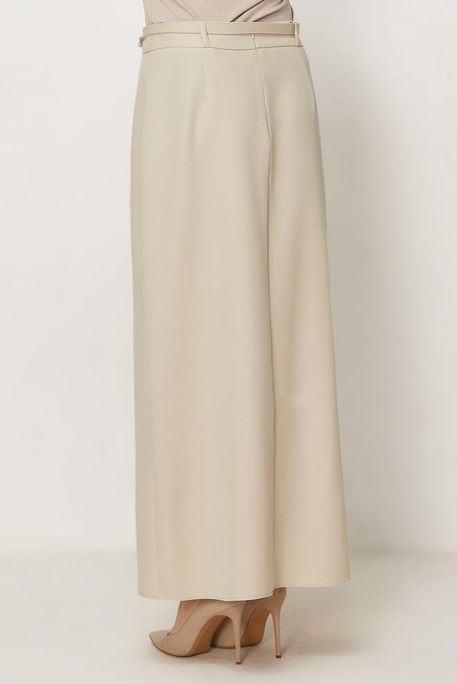 Hijab-Kleidung ECRU ROCK MIT GÜRTEL 60756 - ALVİNA