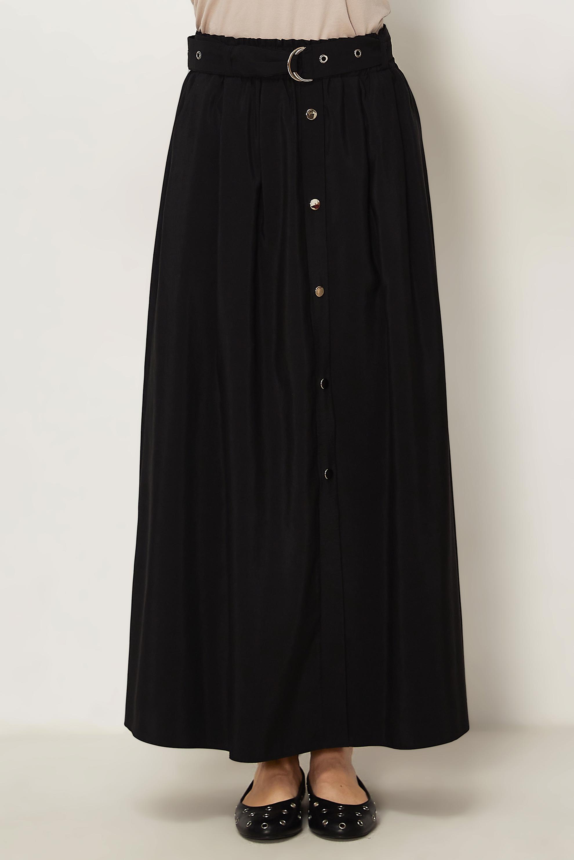 Hijab-Kleidung SCHWARZ ROCK AUS FALLSCHIRMSTOFF MIT GÜRTEL 60757