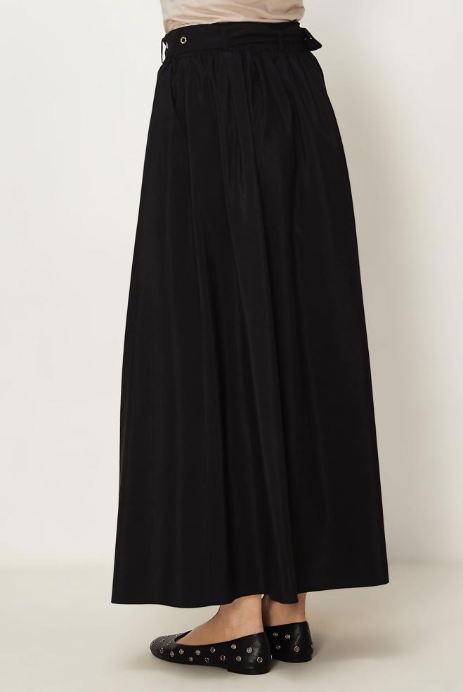 Hijab-Kleidung SCHWARZ ROCK AUS FALLSCHIRMSTOFF MIT GÜRTEL 60757 - ALVİNA
