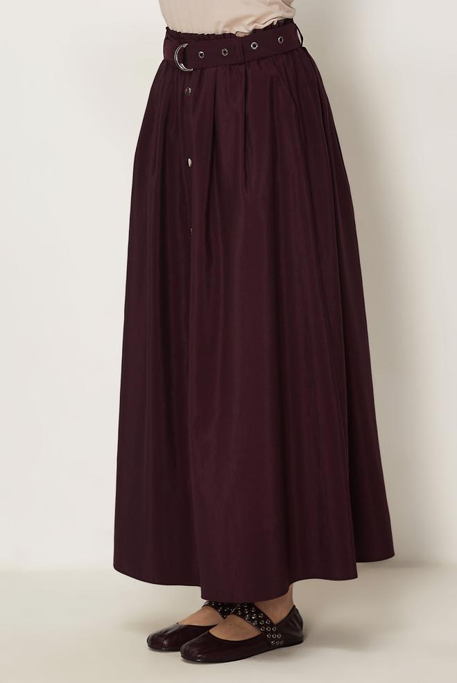 Hijab-Kleidung BURGUND ROCK AUS FALLSCHIRMSTOFF MIT GÜRTEL 60757 - ALVİNA