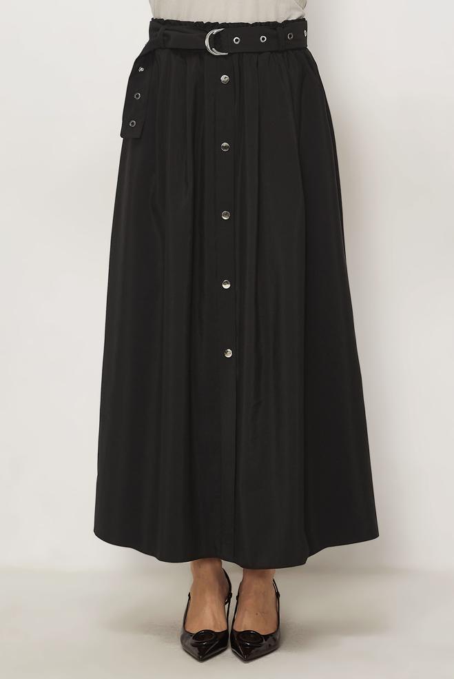 Hijab clothing BROWN BELTED PARACHUTE FABRIC SKIRT 60757 - ALVİNA