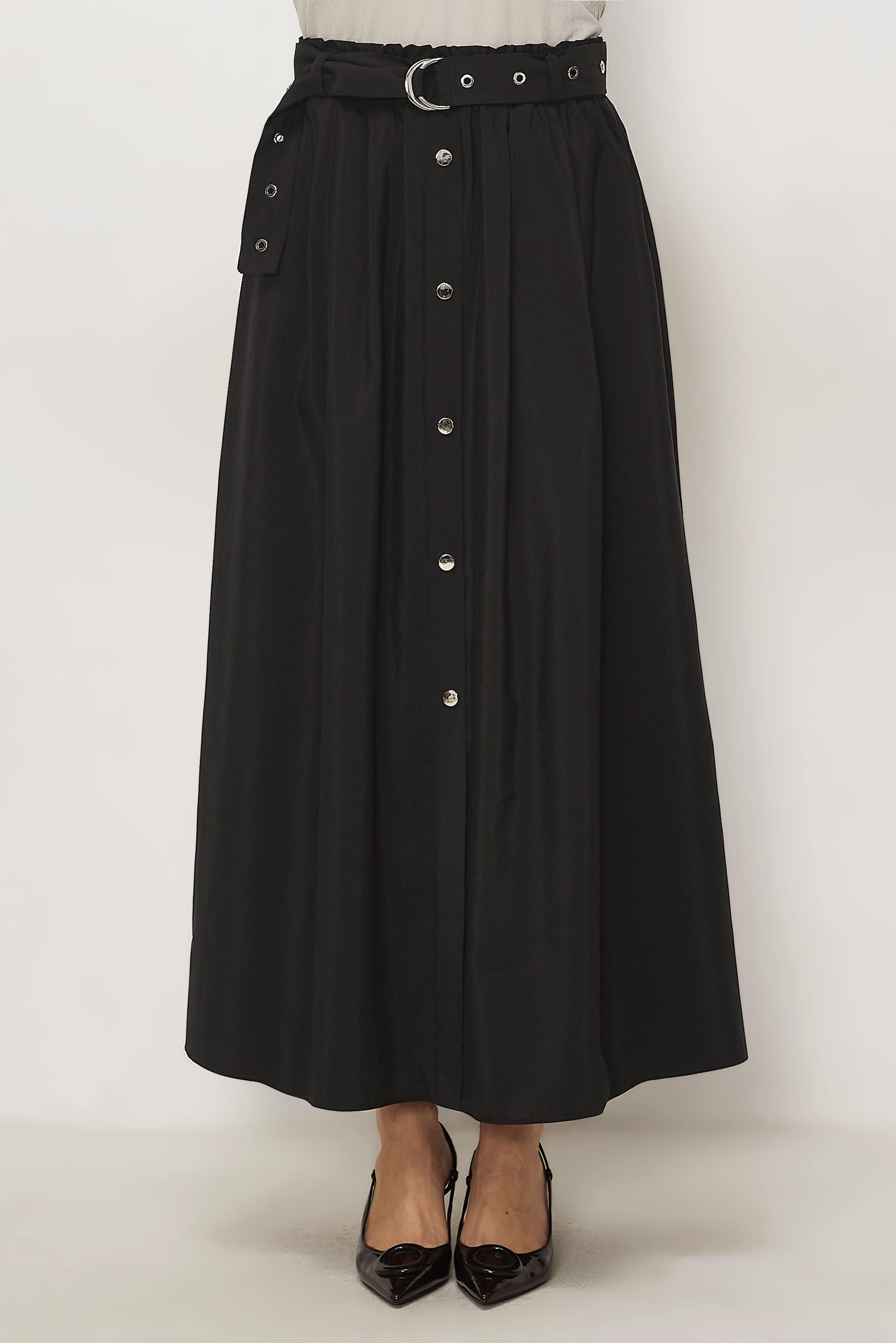 Hijab clothing BROWN BELTED PARACHUTE FABRIC SKIRT 60757