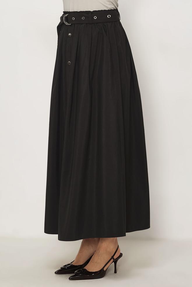 Hijab clothing BROWN BELTED PARACHUTE FABRIC SKIRT 60757 - ALVİNA