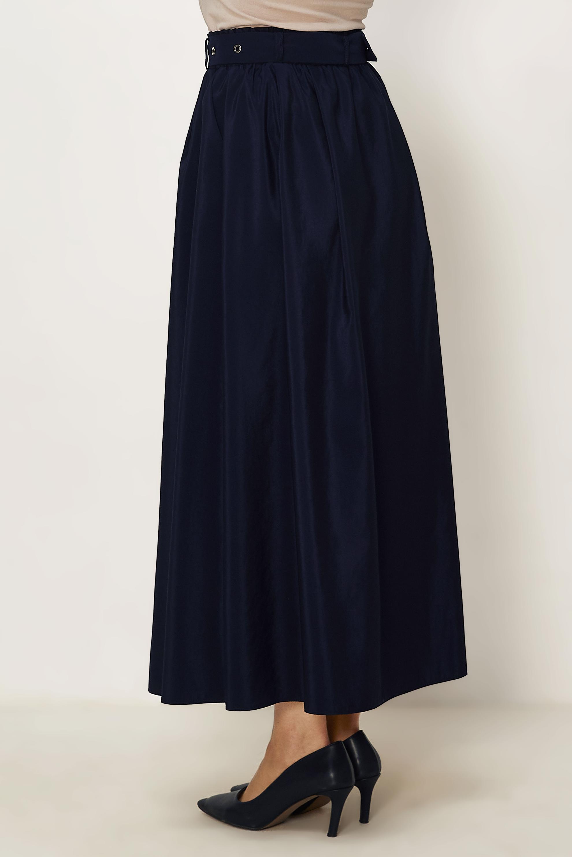 Tesettür giyim LACİVERT KEMERLİ PARAŞÜT KUMAŞ ETEK 60757