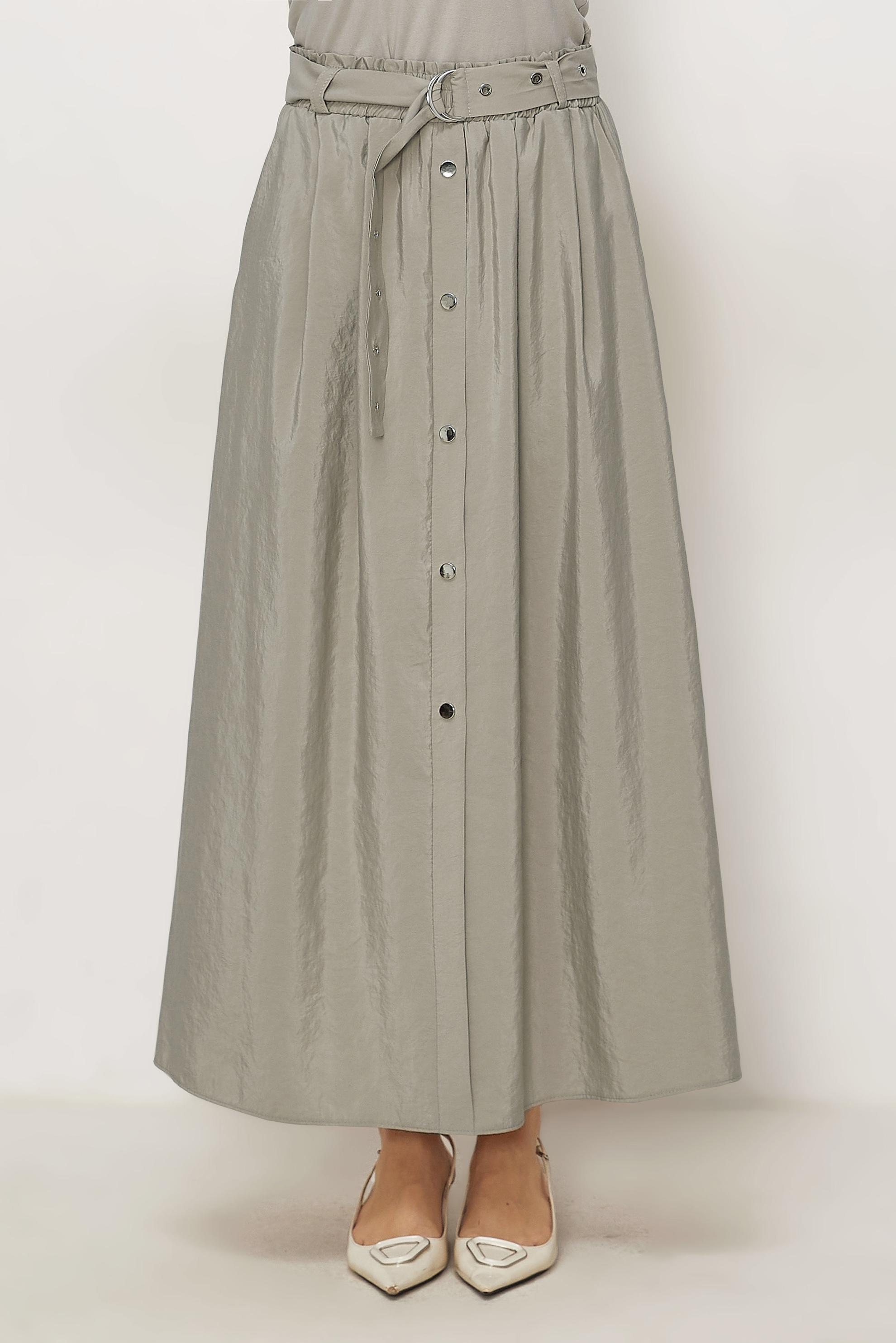 Hijab clothing BEIGE BELTED PARACHUTE FABRIC SKIRT 60757