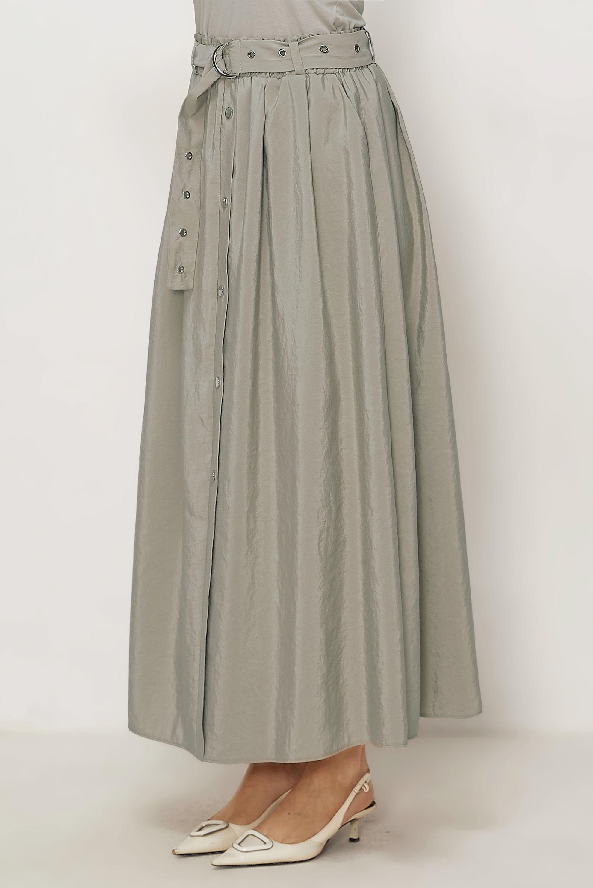 Hijab clothing BEIGE BELTED PARACHUTE FABRIC SKIRT 60757