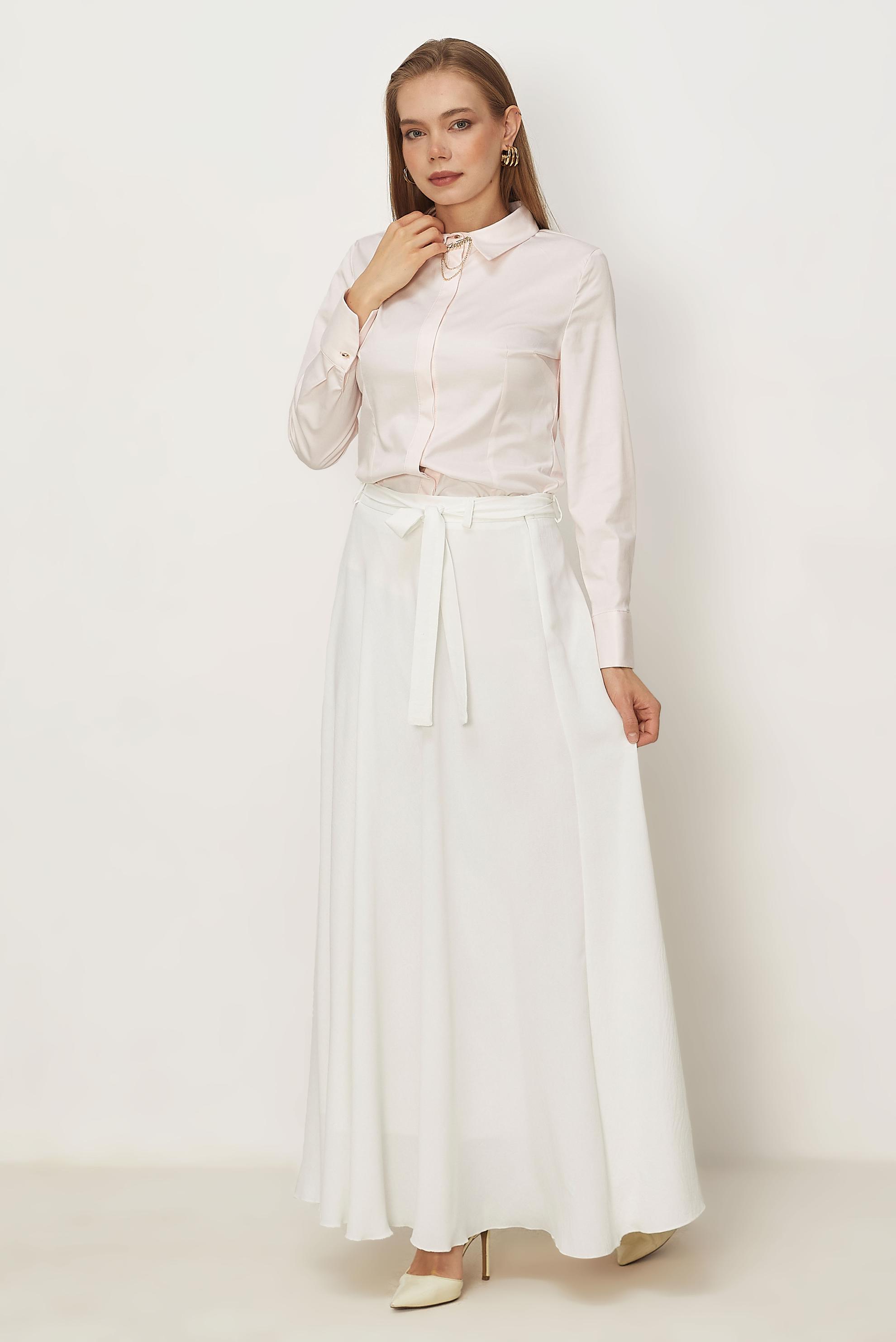 Hijab-Kleidung WEISS GLOCKENROCK MIT GÜRTEL 60760