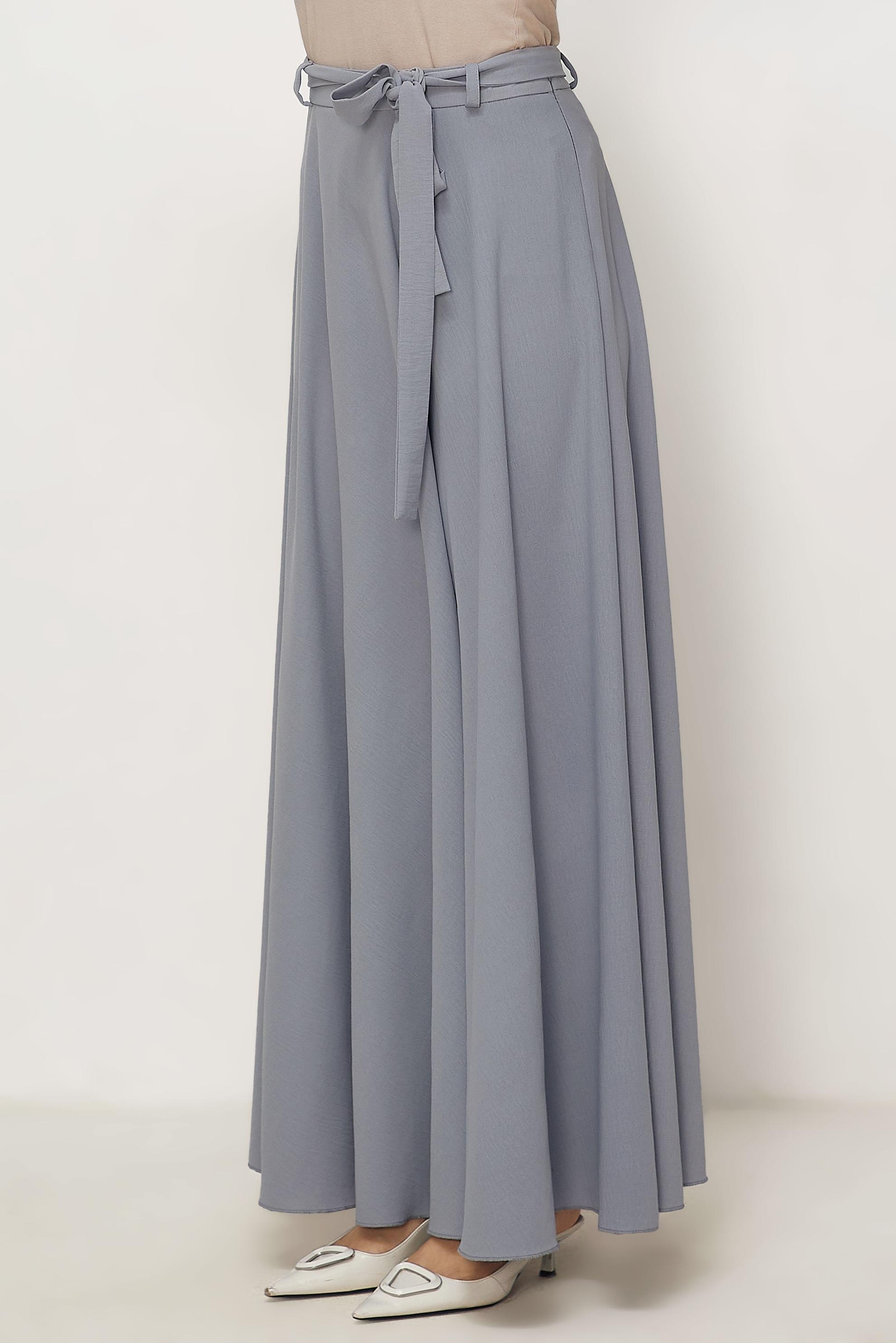 Hijab-Kleidung GRAU GLOCKENROCK MIT GÜRTEL 60760