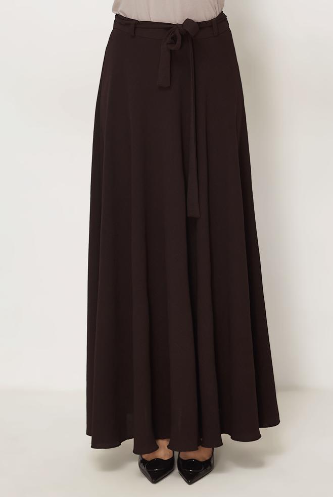 Hijab clothing BROWN BELTED BELL SKIRT 60760 - ALVİNA