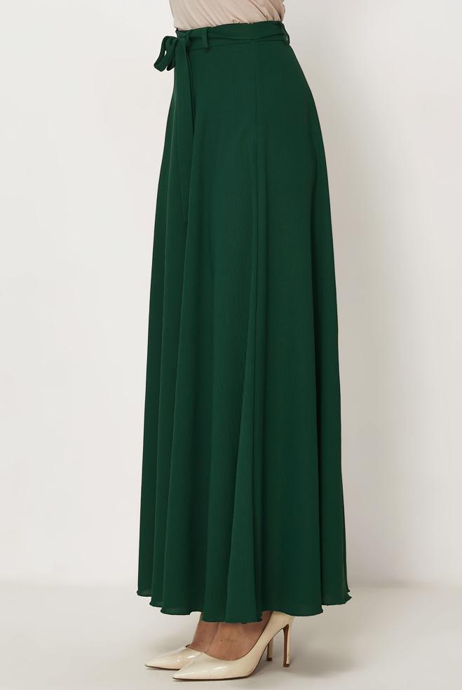 Hijab-Kleidung GRÜN GLOCKENROCK MIT GÜRTEL 60760 - ALVİNA