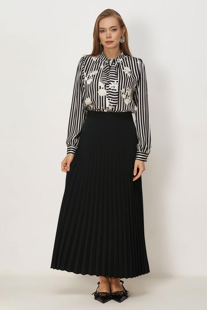 Vêtements hijab NOIR JUPE PLISSÉE 60761 - ALVİNA