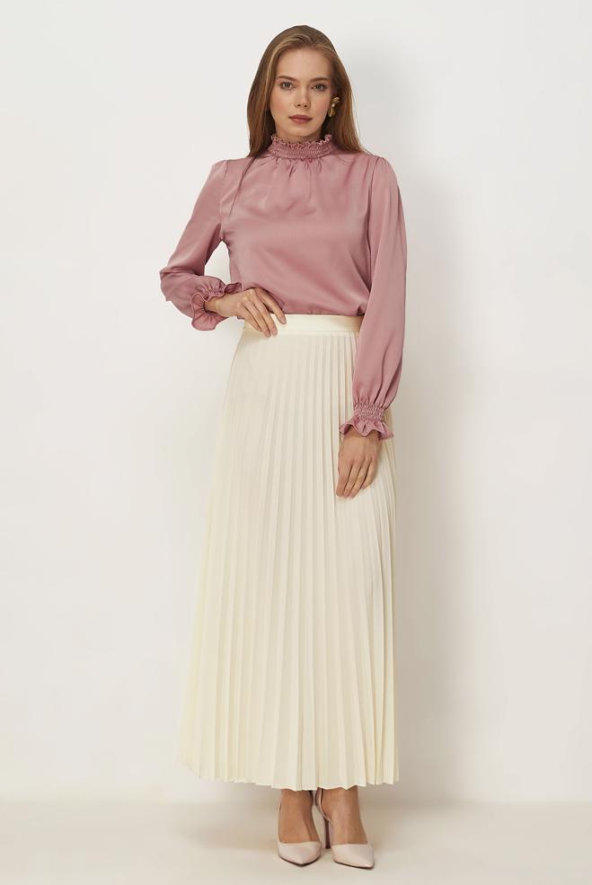 Vêtements hijab BLANC JUPE PLISSÉE 60761 - ALVİNA