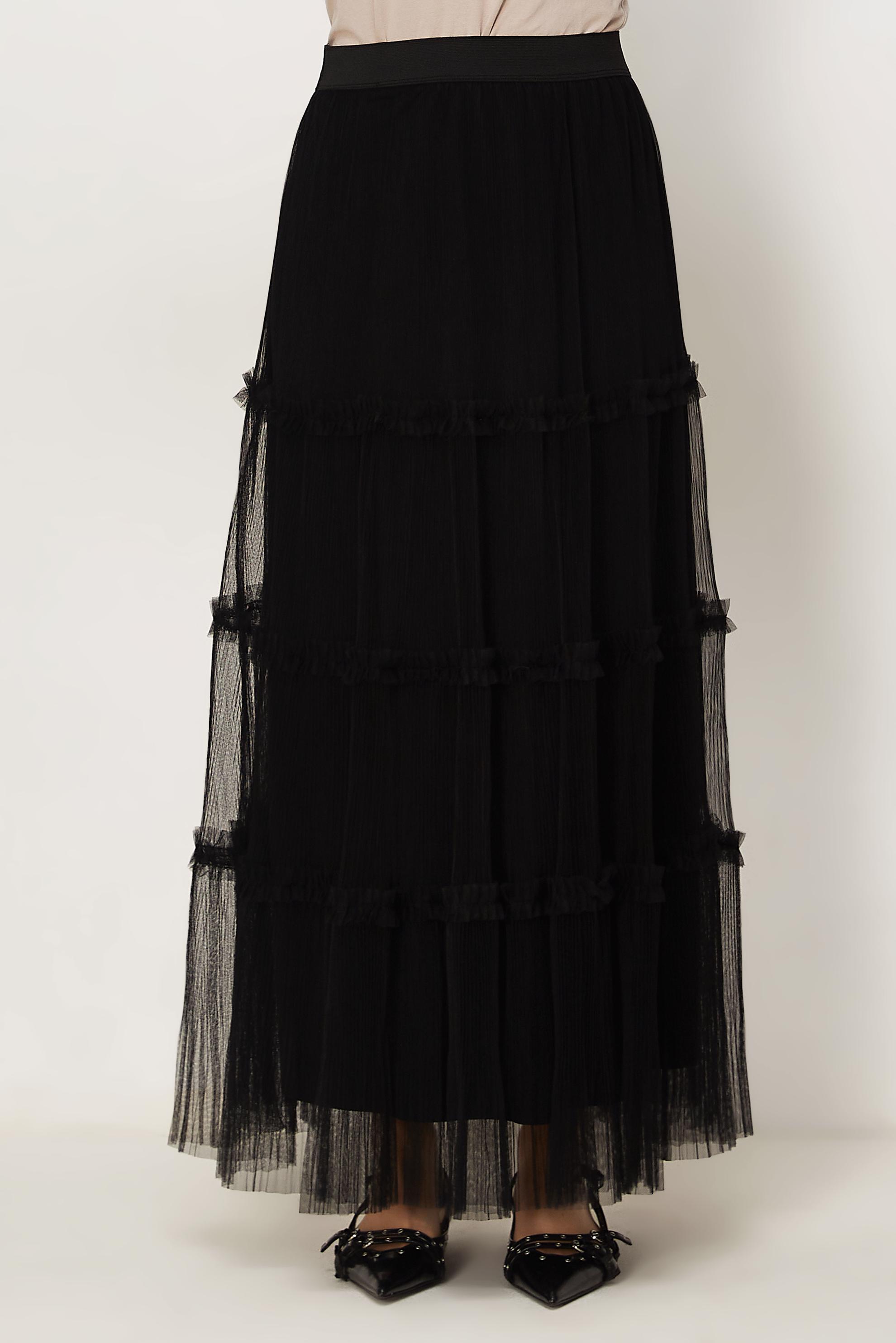 Vêtements hijab NOIR JUPE EN TULLE À TAILLE ÉLASTIQUE 60764