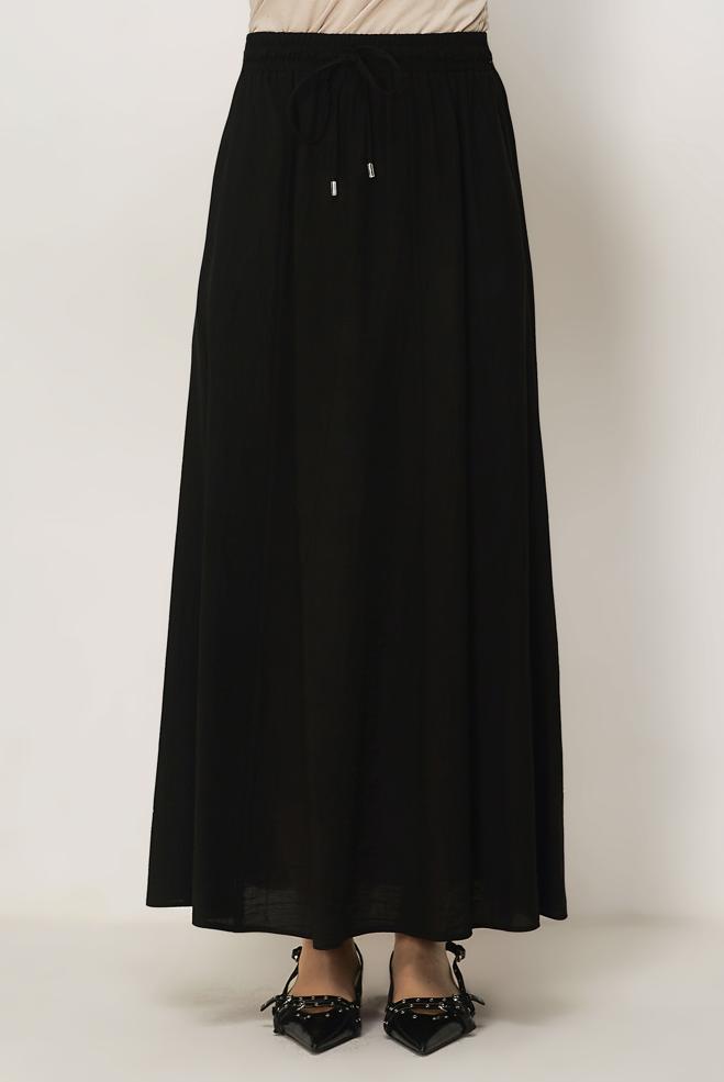 Vêtements hijab NOIR JUPE TAILLE ÉLASTIQUE 60766 - ALVİNA