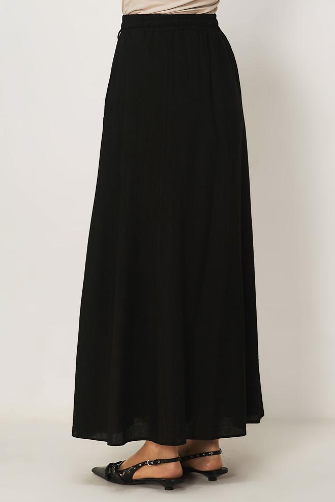 Vêtements hijab NOIR JUPE TAILLE ÉLASTIQUE 60766 - ALVİNA