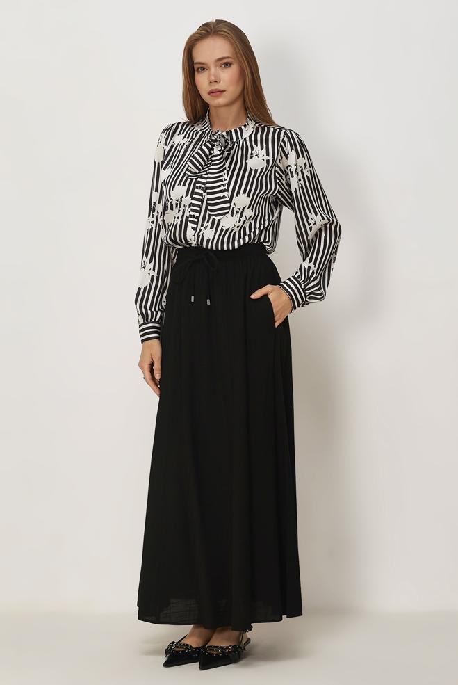 Vêtements hijab NOIR JUPE TAILLE ÉLASTIQUE 60766 - ALVİNA
