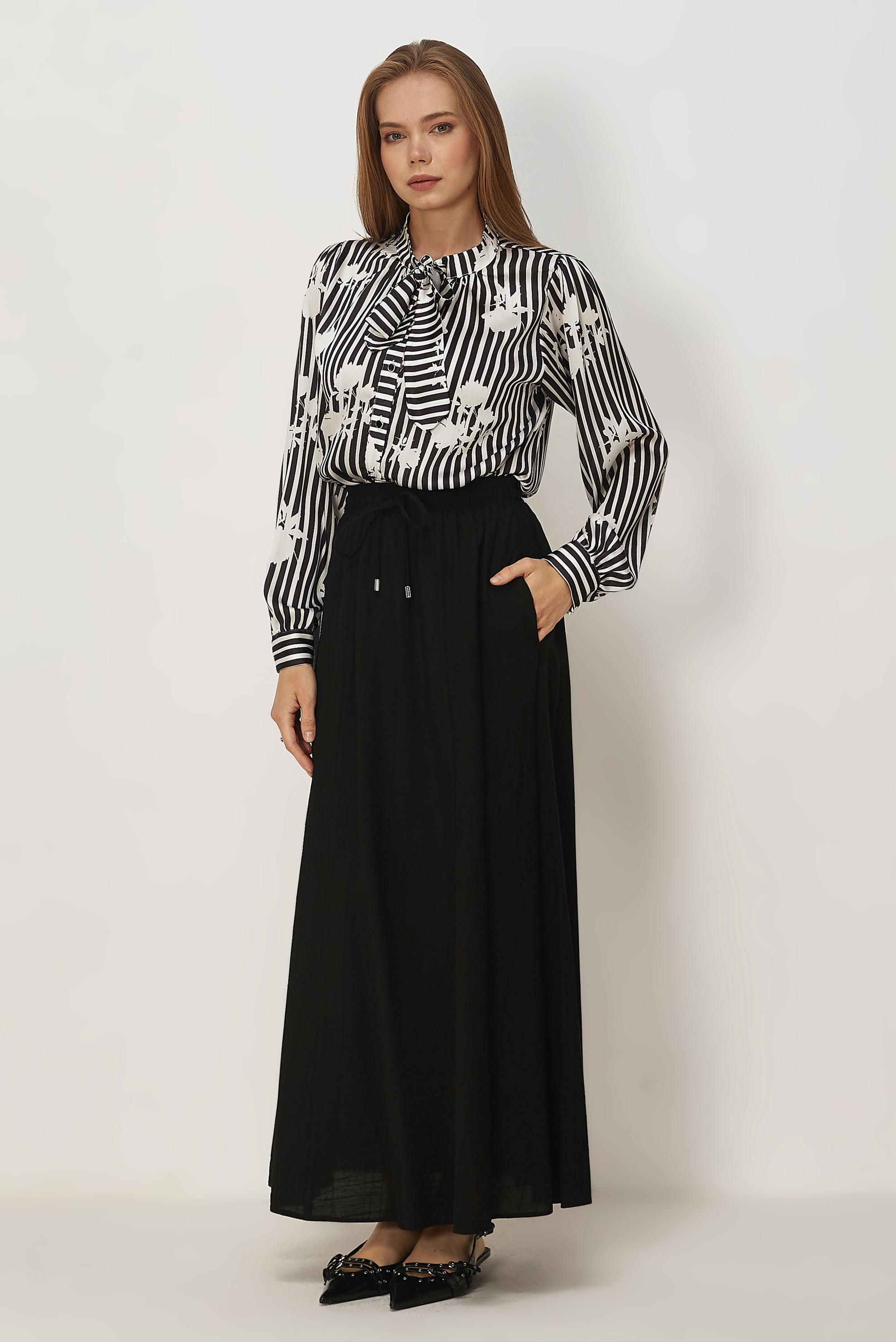 Vêtements hijab NOIR JUPE TAILLE ÉLASTIQUE 60766