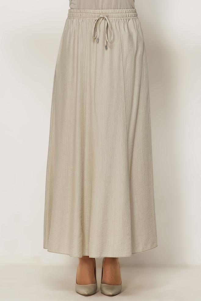 Vêtements hijab BEIGE JUPE TAILLE ÉLASTIQUE 60766 - ALVİNA