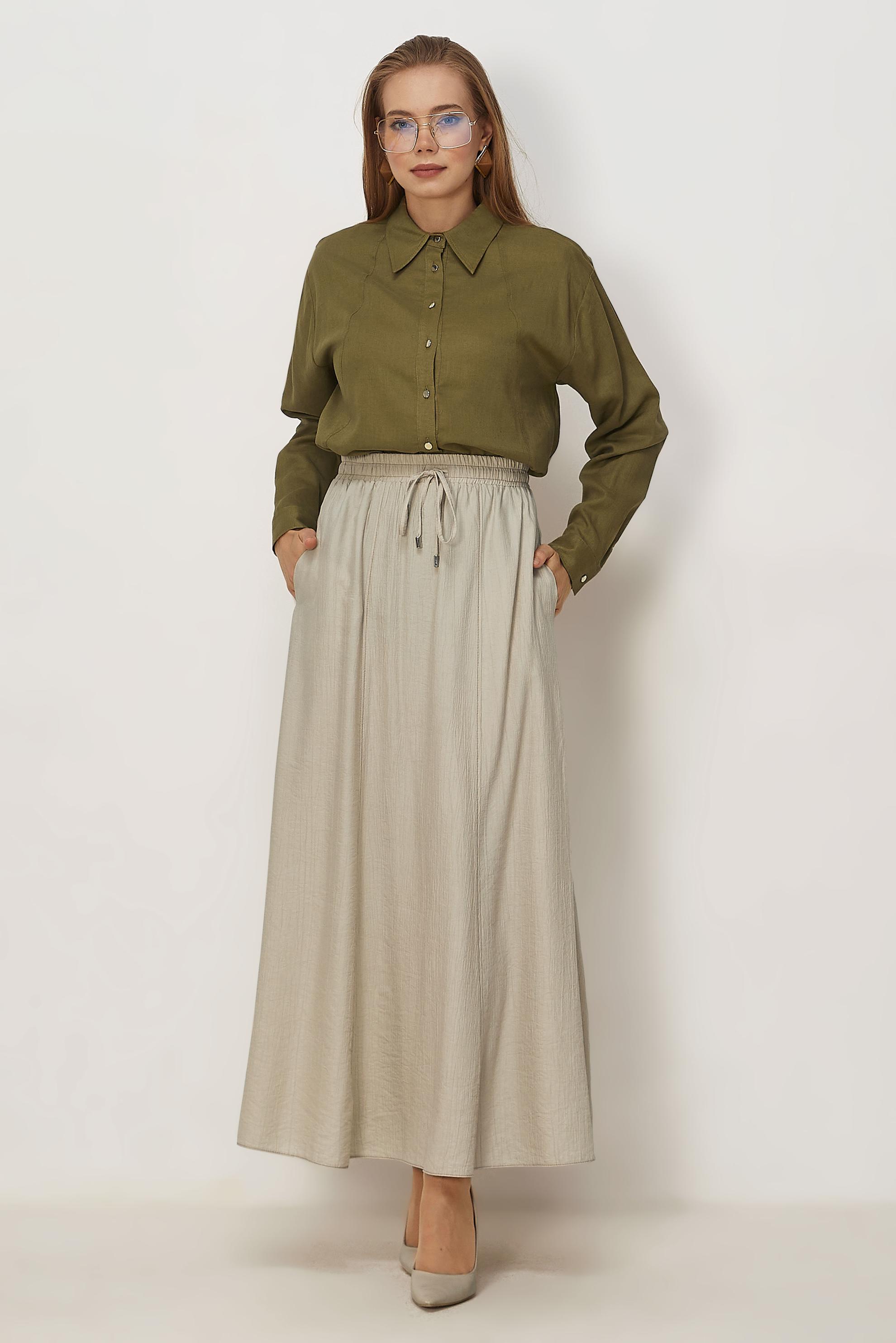 Vêtements hijab BEIGE JUPE TAILLE ÉLASTIQUE 60766