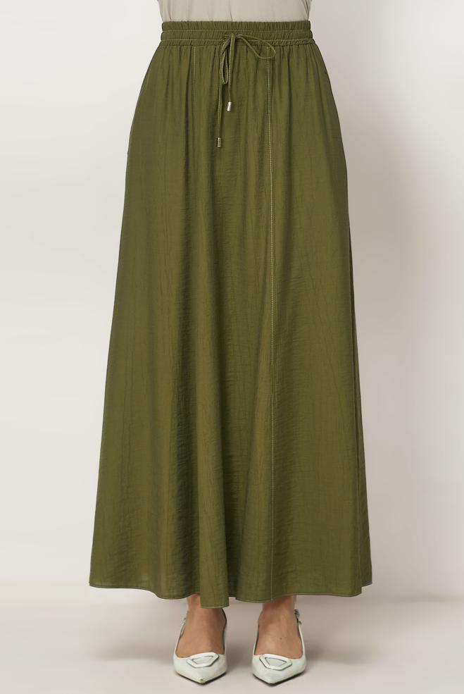 Vêtements hijab VERT JUPE TAILLE ÉLASTIQUE 60766 - ALVİNA