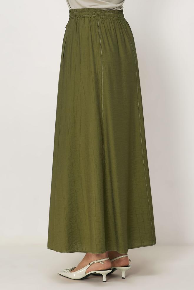 Vêtements hijab VERT JUPE TAILLE ÉLASTIQUE 60766 - ALVİNA