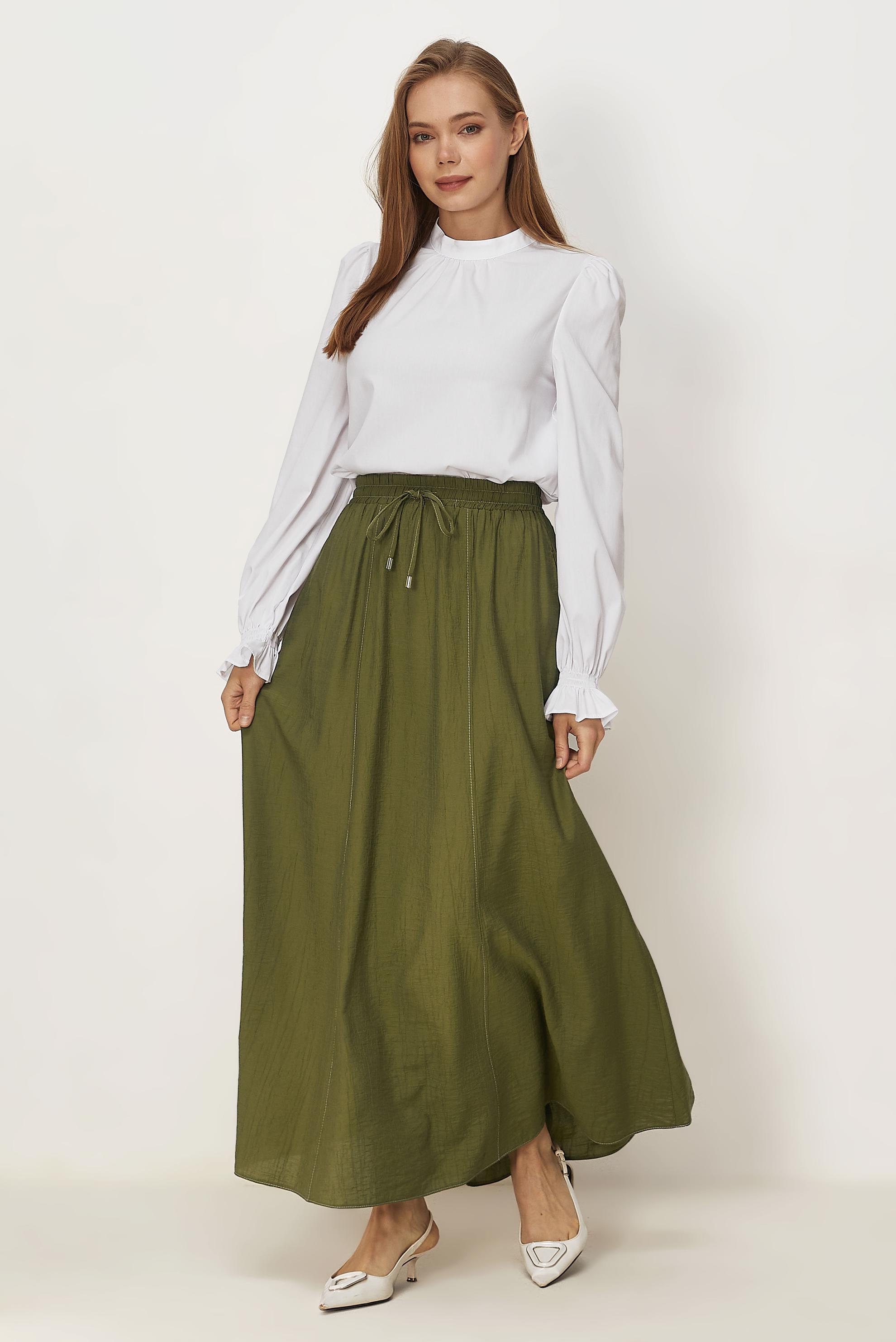 Vêtements hijab VERT JUPE TAILLE ÉLASTIQUE 60766