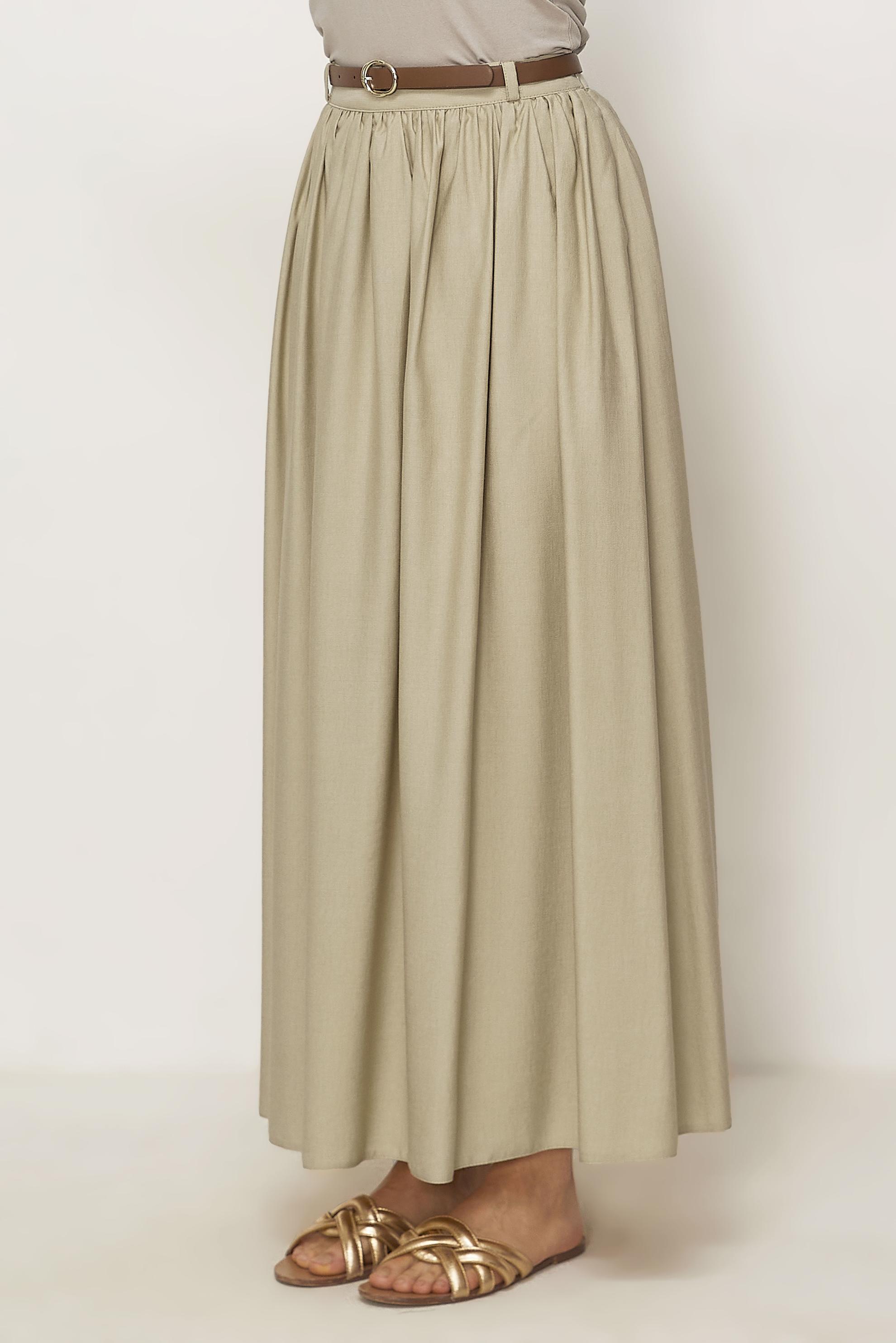 Hijab clothing BEIGE BELTED LINEN EFFECT SKIRT 60767