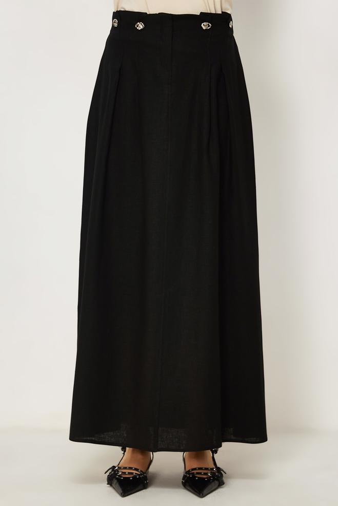 Hijab clothing BLACK 60776 ANKA KETEN ETEK 38-44 TEK40 - ALVİNA