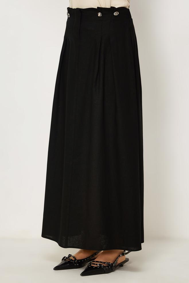 Hijab clothing BLACK 60776 ANKA KETEN ETEK 38-44 TEK40 - ALVİNA