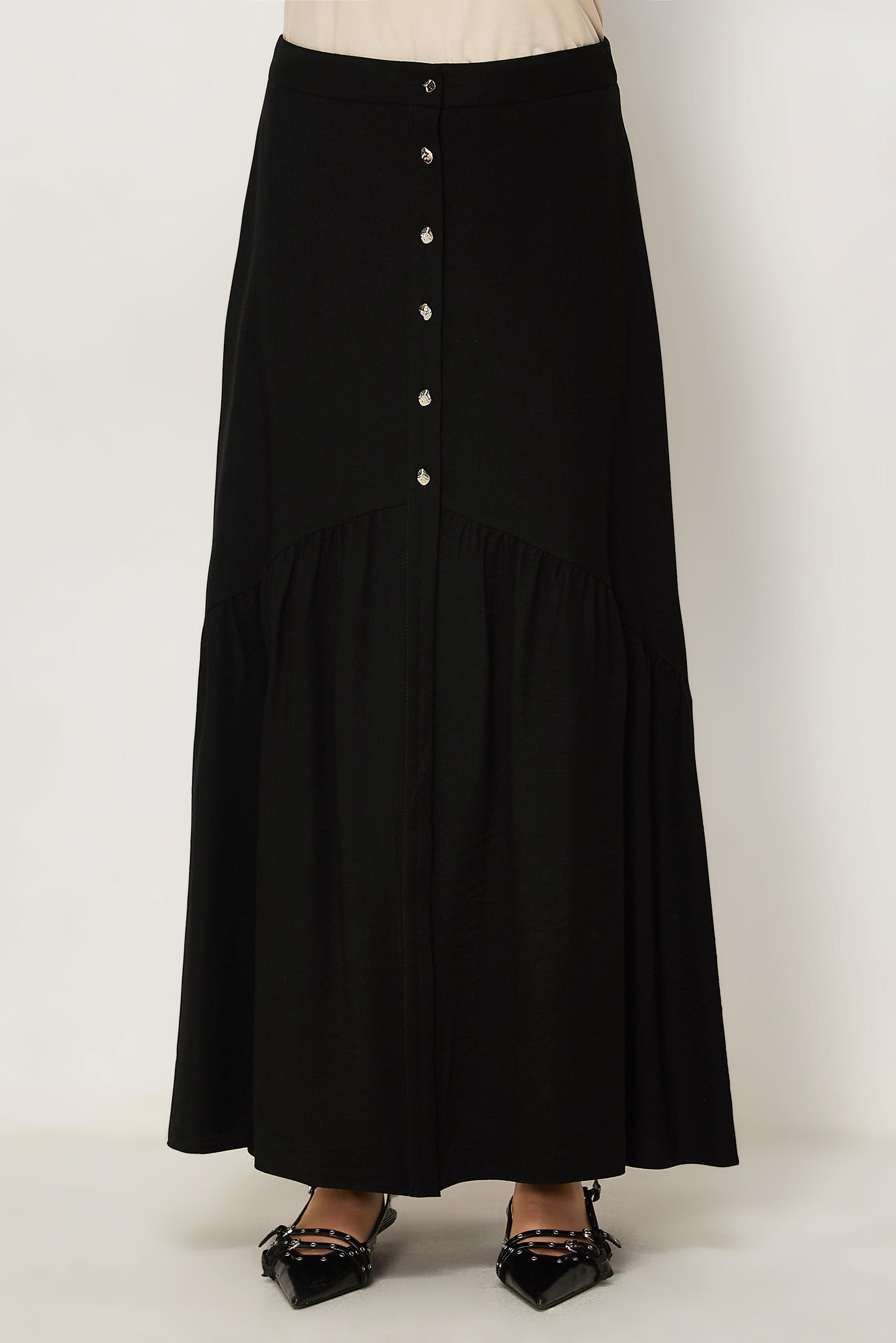 Vêtements hijab NOIR JUPE EFFET LIN 60778