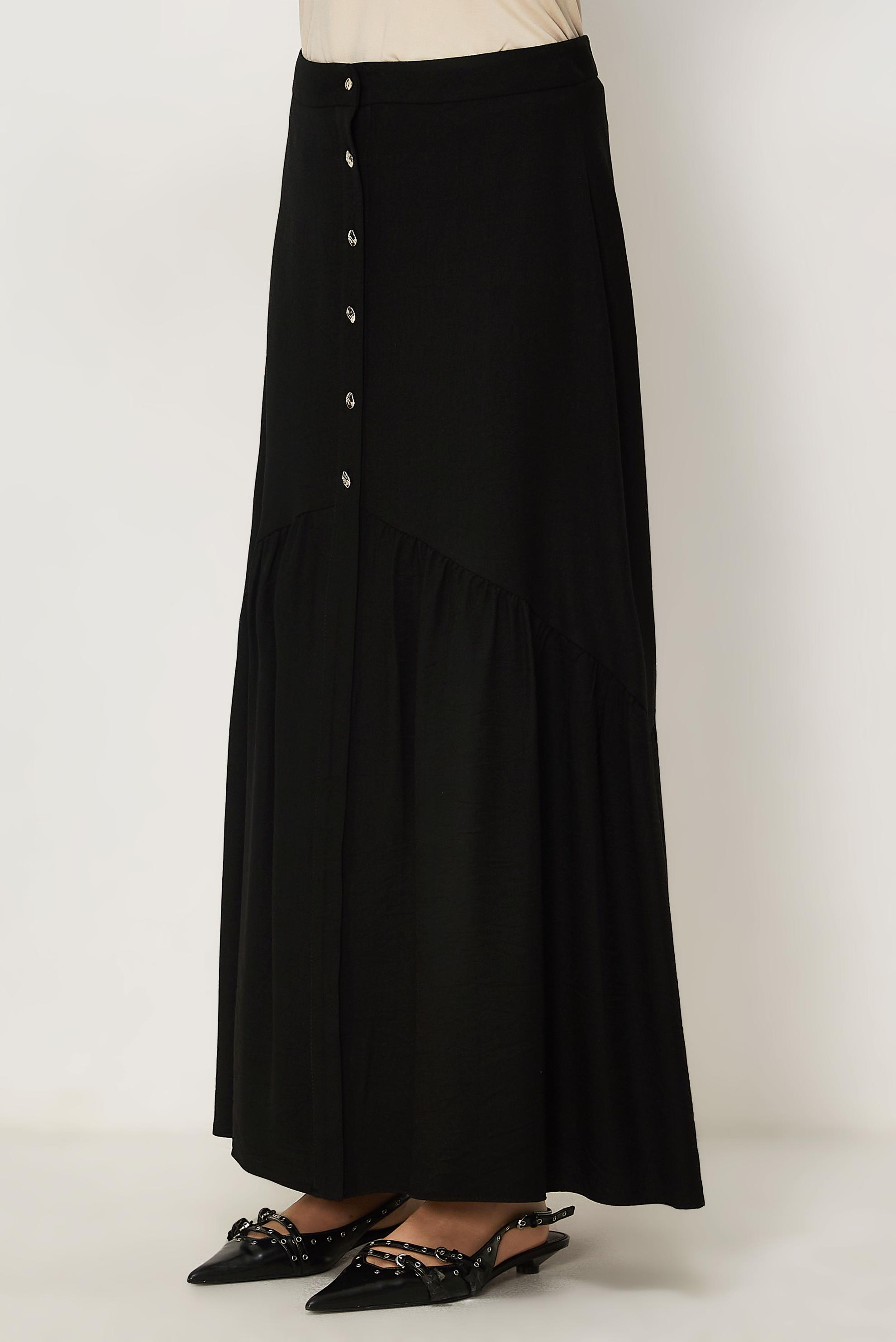 Vêtements hijab NOIR JUPE EFFET LIN 60778