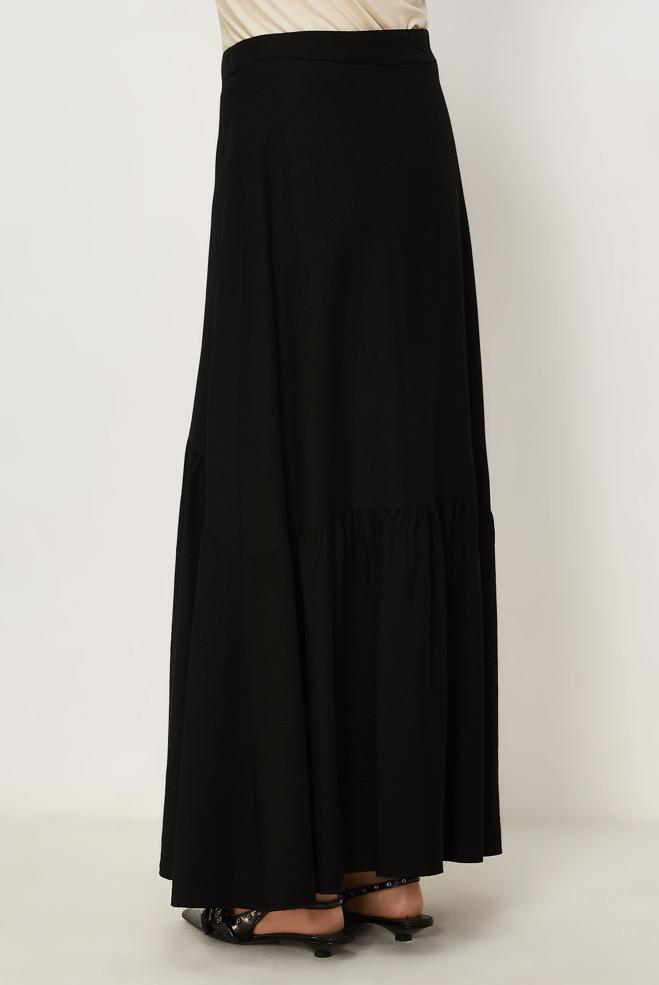 Vêtements hijab NOIR JUPE EFFET LIN 60778 - ALVİNA