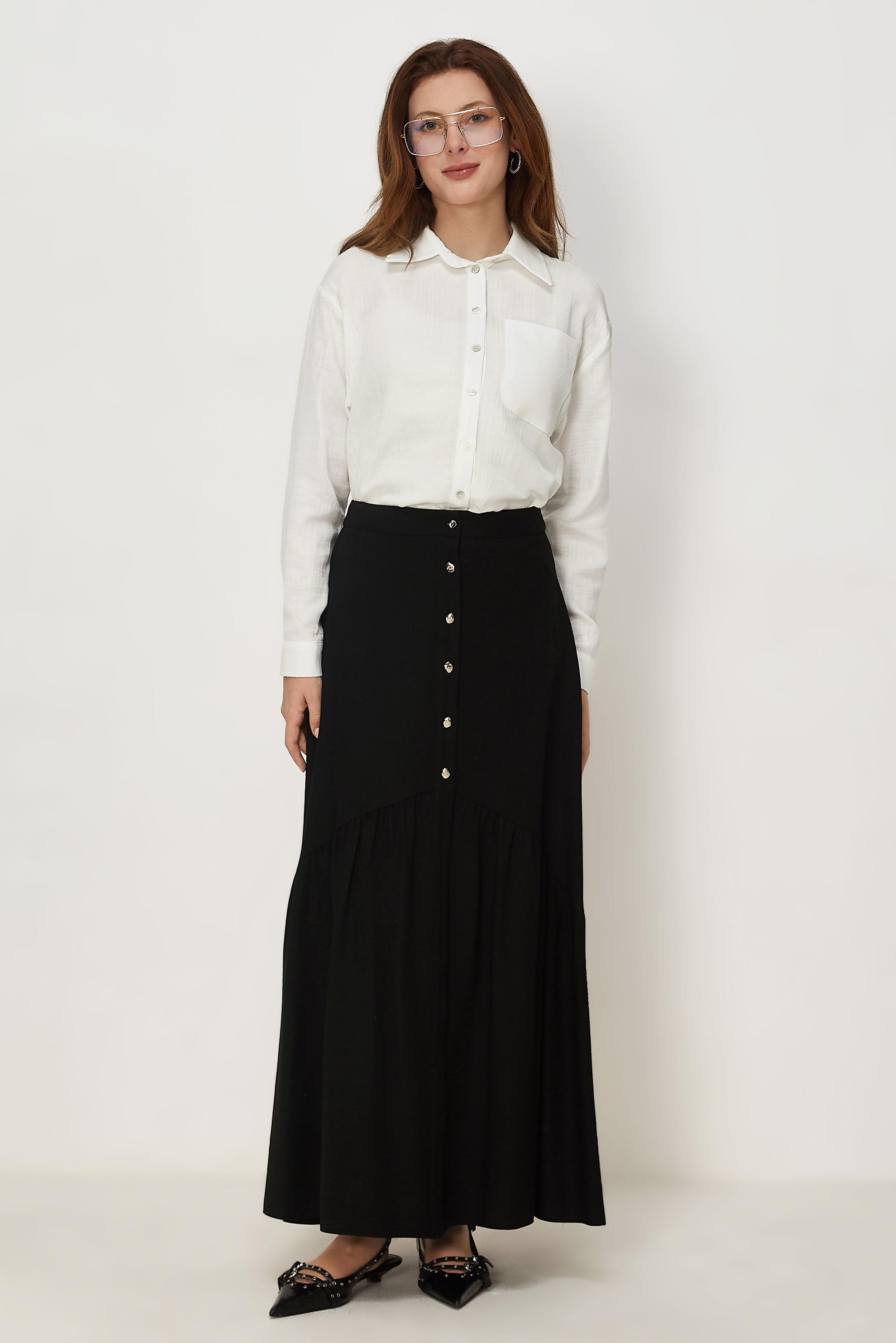 Vêtements hijab NOIR JUPE EFFET LIN 60778