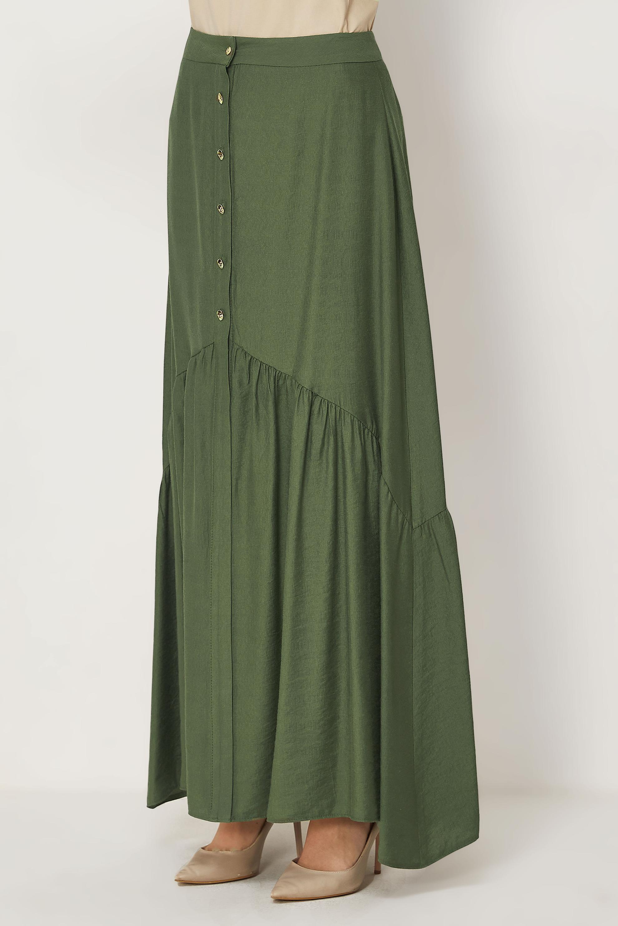 Vêtements hijab KAKI JUPE EFFET LIN 60778