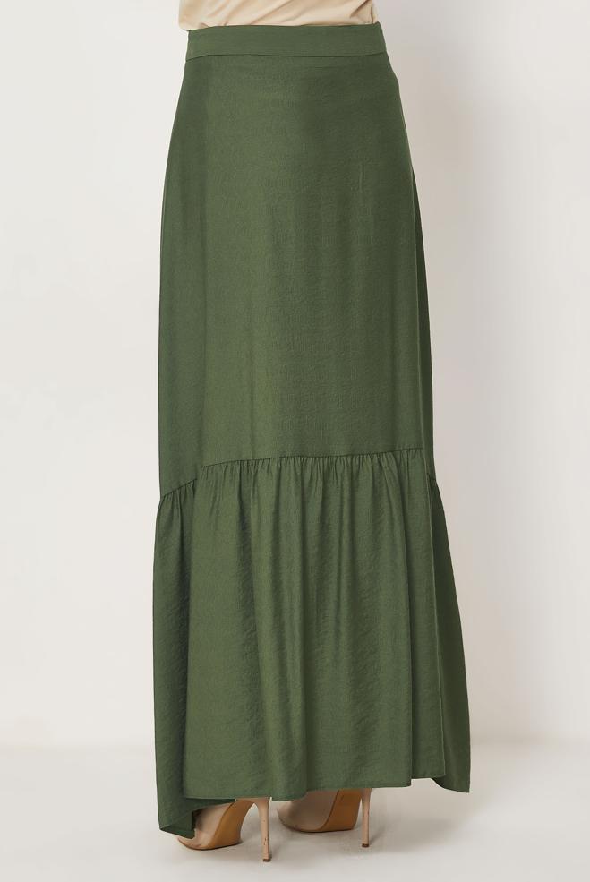 Vêtements hijab KAKI JUPE EFFET LIN 60778 - ALVİNA