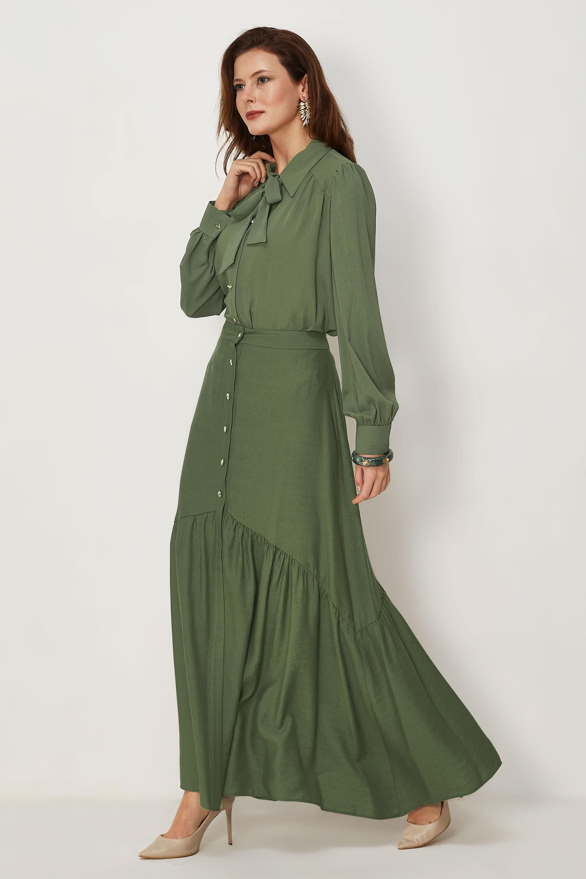 Vêtements hijab KAKI JUPE EFFET LIN 60778