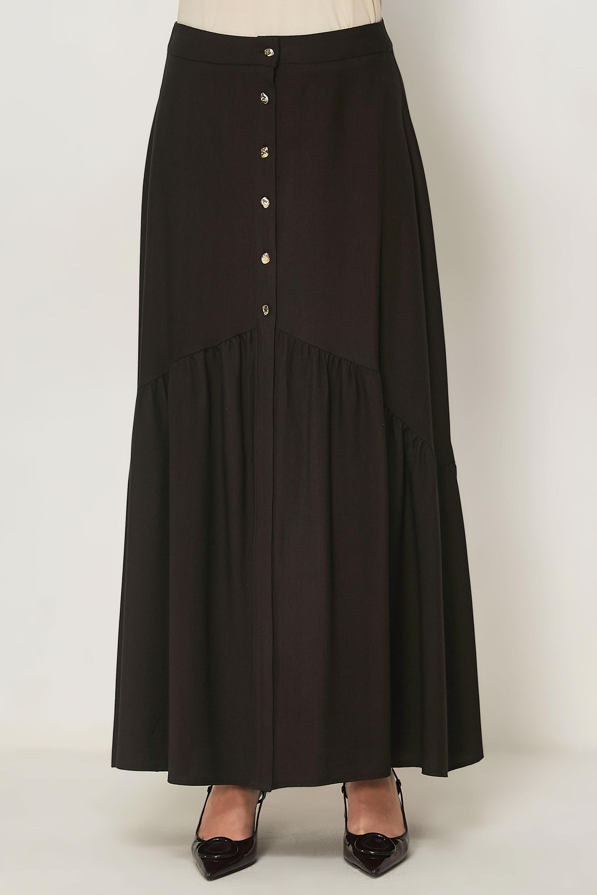 Vêtements hijab BRUN JUPE EFFET LIN 60778