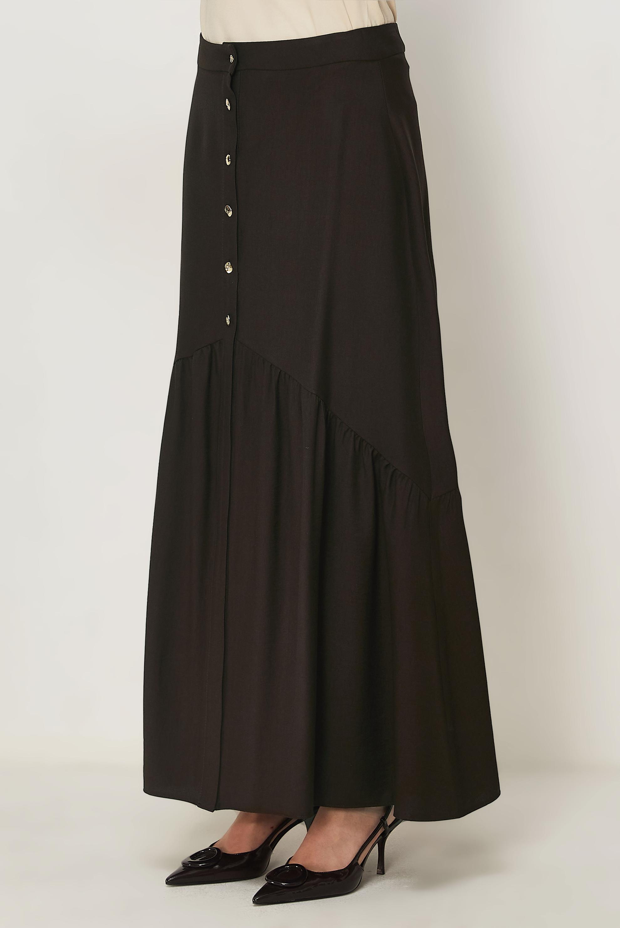 Vêtements hijab BRUN JUPE EFFET LIN 60778