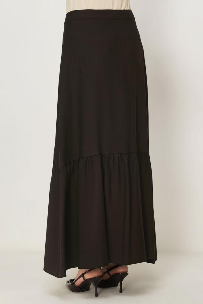 Vêtements hijab BRUN JUPE EFFET LIN 60778 - ALVİNA